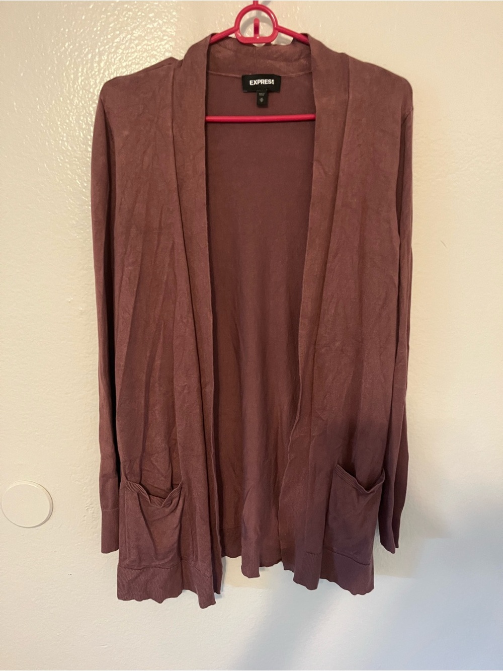 Express Open-Front Long Cardigan - Mauve Rose